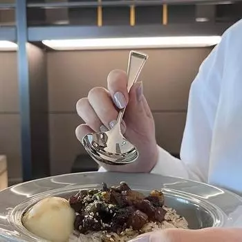 Утолщенная ложка из нержавеющей стали, креативная ложка, ложка для гостиничного горшка, ложка, необходимый инструмент для домашней кухни серебряный