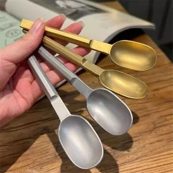 Утолщенная ложка из нержавеющей стали с твердой ручкой, прочная корейская ложка для супа, обеда, десерта, чая, кофе, кухонной посуды