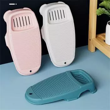Утолщенная маленькая нескользящая стиральная доска Бытовая стиральная доска для мытья одежды Многофункциональная нескользящая стиральная доска Small синий