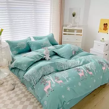 Утолщенная матовая простыня из 4 предметов, пододеяльник, постельное белье, комплект из 3 предметов для студенческого общежития 1.2m 3-piece set