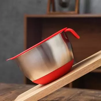 Утолщенная миска из нержавеющей стали с крышкой и нескользящим дном, миски для взбивания яиц и салата, контейнер для еды, таз, кухонные принадлежности 16cm