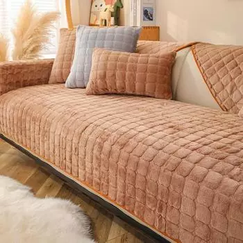 Утолщенная мягкая плюшевая подушка для дивана, однотонный нескользящий чехол для дивана, полотенце для гостиной, мебель, декор, чехлы для диванов 45x45cm pillowcase жёлтый