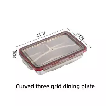 Утолщенная нержавеющая сталь 304, коробка для ланча и тарелка, школьная столовая, коробка для хранения свежих продуктов, 2/3/4/5 сеток, кемпинговая коробка для бенто с крышкой