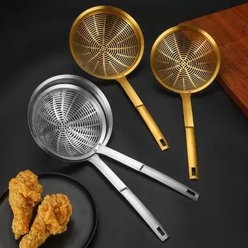 Утолщенная нержавеющая сталь большой дуршлаг квадратная ручка пищевой фильтр ложка сито для лапши шумовка сепаратор масла кухонные гаджеты