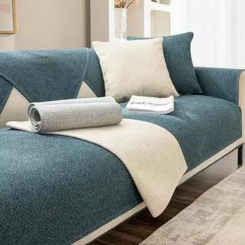 Утолщенная Нескользящая диванная подушка, пылезащитный чехол из хлопка и льна, чехол для дивана, четыре сезона, универсальный кремовый чехол для гостиной, ветровой чехол для дивана 70x70cm 1pcs