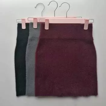 Утолщенная осенне-зимняя юбка из меха норки для женщин с высокой талией и теплыми ягодицами, плюшевая юбка-полуюбка S чёрный