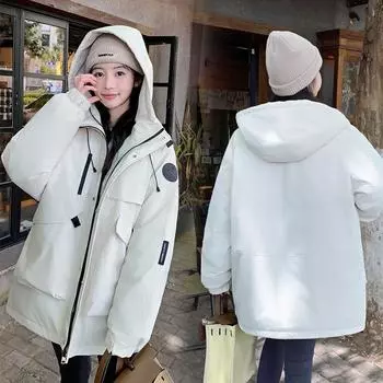 Утолщенная оснастка пуховая одежда женская зима 2024 новый пирог преодолевает стеганая куртка свободное пальто M чёрный