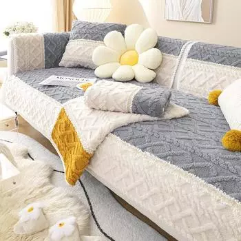 Утолщенная плюшевая кожаная подушка для дивана, универсальная для всех сезонов, простая современная нескользящая тканевая подушка, чехол для дивана и чехол на зиму 70*70cm