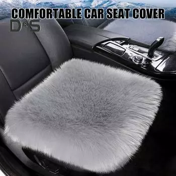 Утолщенная плюшевая подушка для автомобильного сиденья, удобный чехол для автомобильного сиденья, теплые нескользящие чехлы для передних и задних сидений, плюшевые чехлы для автомобильных сидений хаки