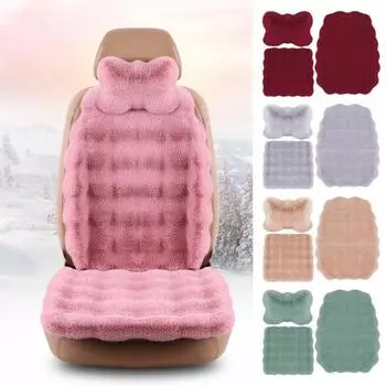 Утолщенная плюшевая подушка для автомобильного сиденья, мягкая, пушистая, теплая, нескользящая, для переднего и заднего сиденья светло-серый