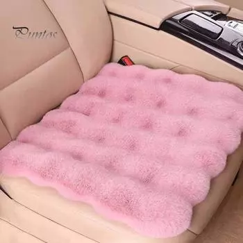 Утолщенная плюшевая подушка для автомобильного сиденья, мягкая, пушистая, теплая, нескользящая, передняя и задняя, протектор для большинства автомобильных сидений чёрный