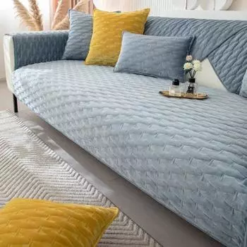 Утолщенная плюшевая подушка для дивана для гостиной, нескользящий чехол для дивана, кристаллический бархат, цветочная корзина, коврик для дивана, зимний L-образный чехол для дивана 70x70cm 1pcs