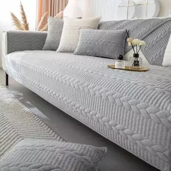 Утолщенная плюшевая подушка для дивана для гостиной, нескользящий чехол для дивана, кристаллический бархат, цветочная корзина, коврик для дивана, зимний L-образный чехол для дивана 70x70