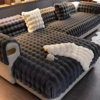 Утолщенная плюшевая подушка для дивана из кролика, зимние модели, теплая нескользящая подушка для дивана из искусственного меха, высококачественный комплект для дивана Pillow Case45X45cm