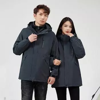 Утолщенная подкладка из серебристого лисьего бархата, ветрозащитная и водонепроницаемая мужская и женская рабочая одежда для альпинизма на открытом воздухе с логотипом M