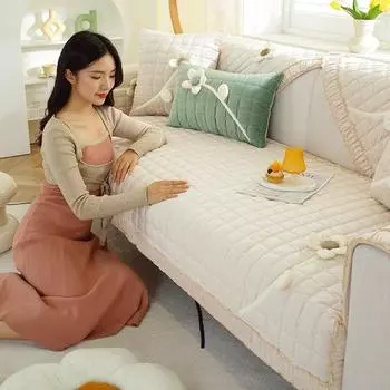 Утолщенная подушка для дивана Crystal Velvet на все времена года, нескользящая подушка, высококачественное полотенце для дивана Dutch Velvet однотонного цвета 70*70cm