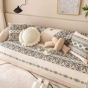 Утолщенная подушка для дивана из хлопка и льна Four Seasons, универсальная подушка, чехол для дивана, заднее полотенце летом. 65*90cm