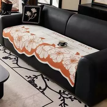 Утолщенная подушка для дивана из шенилла неправильной формы, нескользящий чехол для дивана для гостиной, скандинавские цветы, полотенце для дивана, подушка для сиденья, коврик для дивана 90x90