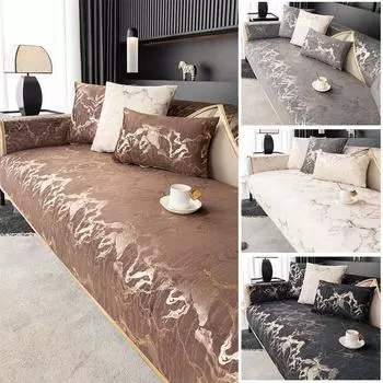 Утолщенная подушка для дивана из золотого бархата, зимний теплый нескользящий чехол для дивана в гостиной, универсальный кожаный чехол для дивана-реклайнера 70x70