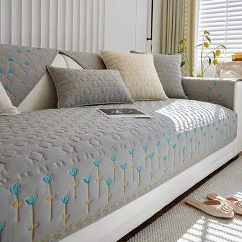 Утолщенная подушка для дивана, нескользящая зимняя хлопковая подушка для дивана, полотенце для домашних животных, детский диван, полотенце, противоскользящая универсальная защита для дивана с вышивкой 70x70cm 1pcs