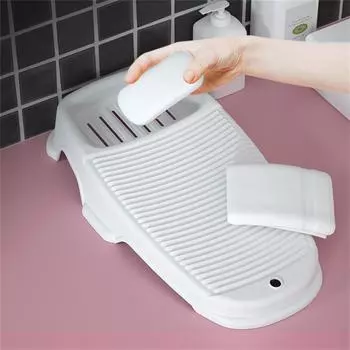 Утолщенная портативная стиральная доска, мини-инструмент для чистки одежды с держателем для мыла, нескользящая стиральная доска для грязной одежды Small синий