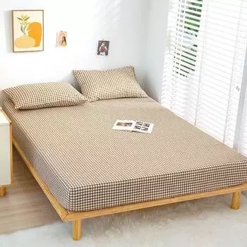 Утолщенная простыня из стираного хлопка, большое однотонное покрывало в полоску, эластичный резиновый ремень, наматрасник (без наволочки) 2 pillowcase 48x74cm