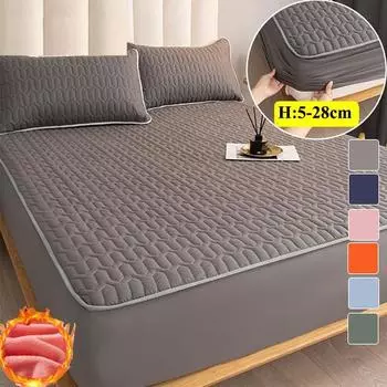 Утолщенная простыня, наматрасник, 150x200, 180x200, 200x220, сплошной цвет, без наволочки Mattress Cover(100x200cm) небесно-голубой