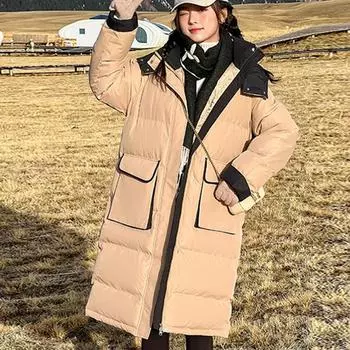 Утолщенная пуховая куртка больших размеров с хлопковой подкладкой, женская зимняя свободная длинная хлопковая стеганая куртка XL синий