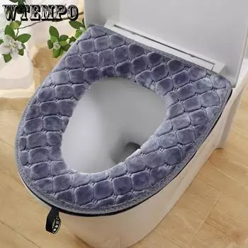Утолщенная ручка Молния Туалетная подушка для домашнего тепла и водонепроницаемости Зимой бордовый