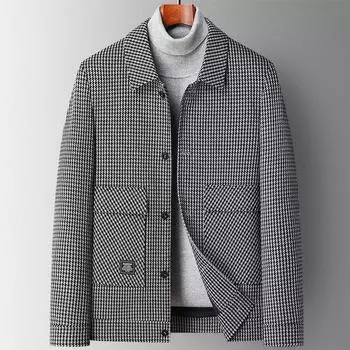 Утолщенная шерстяная куртка с рисунком «гусиная лапка», мужская осенне-зимняя новая молодежная рабочая куртка, шерстяная куртка для мужчин M