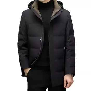 Утолщенная средняя и длинная пуховая куртка мужская новая простая деловая повседневная теплая пуховая куртка M