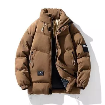 Утолщенная стеганая куртка мужская новая зимняя парка пуховик корейская модная мужская уличная куртка с воротником-стойкой на хлопковой подкладке 8XL чёрный