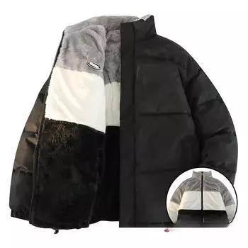 Утолщенная теплая куртка из овечьей шерсти, модная свободная двусторонняя хлопковая подкладка, мужская одежда M