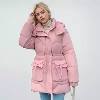 Утолщенная теплая пуховая хлопковая одежда женская куртка зимняя модная тонкая талия высококачественная хлопковая подкладка M хаки