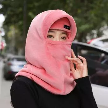 Утолщенная теплая шапка-пуловер, модная лыжная маска, простая ветрозащитная кепка для велоспорта, женская Adult красный