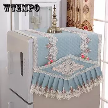 Утолщенная ткань, кружевное полотенце, крышка холодильника, пылезащитная крышка, крышка холодильника 55*130cm синий