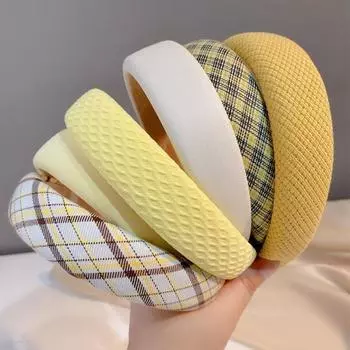 Утолщенная тканевая повязка для волос, сладкий обруч для волос, желтая повязка на голову для женщин