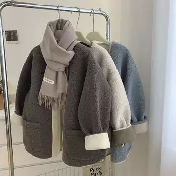 Утолщенная винтажная куртка из овечьей шерсти, женская твидовая модель, свободного кроя, средней длины, зимнее пальто с круглым вырезом M белый