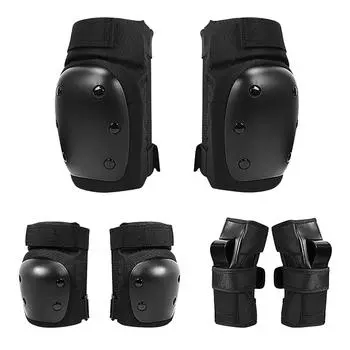 Утолщенная защита для катания на роликовых коньках, защита для скейтбординга для взрослых, длинная пластина, балансирующая автомобильная защита для детей, наколенник, комплект из 6 предметов L чёрный