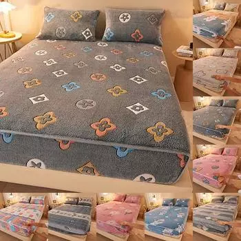 Утолщенная зимняя простыня из флиса, покрывало из молочного бархата, фланелевая простыня, защитное покрывало с принтом, наматрасник для кровати 120x200cm Only a Sheet