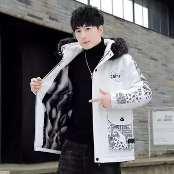 Утолщенная зимняя стеганая куртка, свободная универсальная куртка, стеганая куртка для подростков, стеганая куртка для школьников M белый
