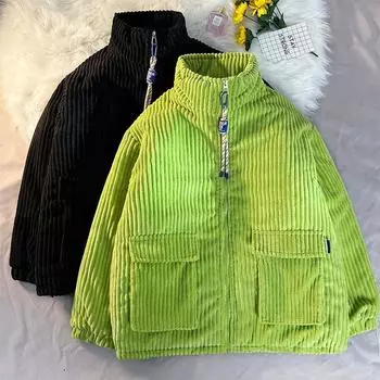 Утолщенное бархатное пальто для женщин, корейский стиль, свободный воротник-стойка, зимняя бархатная куртка для студентов M белый