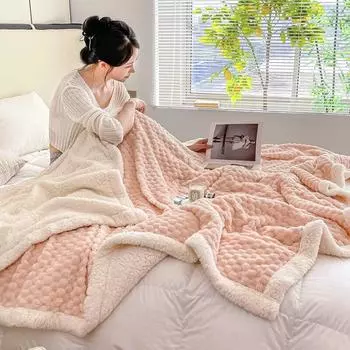 Утолщенное флисовое одеяло из черепаховой шерсти, овечьего флиса, фланелевое одеяло из кораллового флиса, офисное однотонное однотонное одеяло 100 150cm
