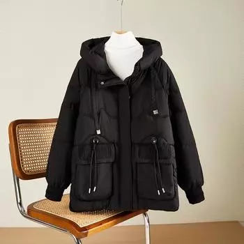 Утолщенное хлопковое пальто для женщин - свободный и уникальный дизайн в стиле «хлеб» M красный