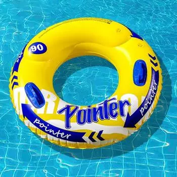 Утолщенное кольцо для плавания с покрытием для бассейна с ручкой, круг для плавания, трубка, водное игровое оборудование для детей, взрослых, аксессуары для бассейна жёлтый