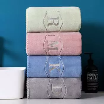 Утолщенное коралловое бархатное полотенце впитывает воду и является мягким для мытья лица.. Бытовое полотенце для лица Полотенце с вышивкой Полотенце для лица 35*75cm