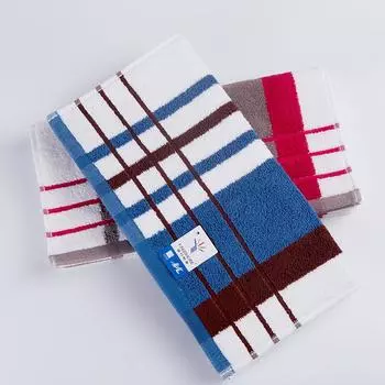 Утолщенное мягкое хлопковое полотенце для лица в золотистую клетку - впитывающее и свежее для купания 70 x 34 cm красный