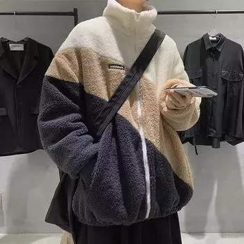 Утолщенное пальто из овечьей шерсти, мужская корейская версия тренда красивого осенне-зимнего свободного повседневного хлопкового пальто S синий