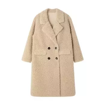 Утолщенное пальто средней длины из овечьей шерсти для женщин на осень и зиму, новый стиль, воротник костюма, теплое меховое цельное пальто S