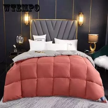 Утолщенное теплое белое гусиное пуховое одеяло, большое однотонное одеяло на четыре сезона, семейное постельное белье 200*230cm(3kg)